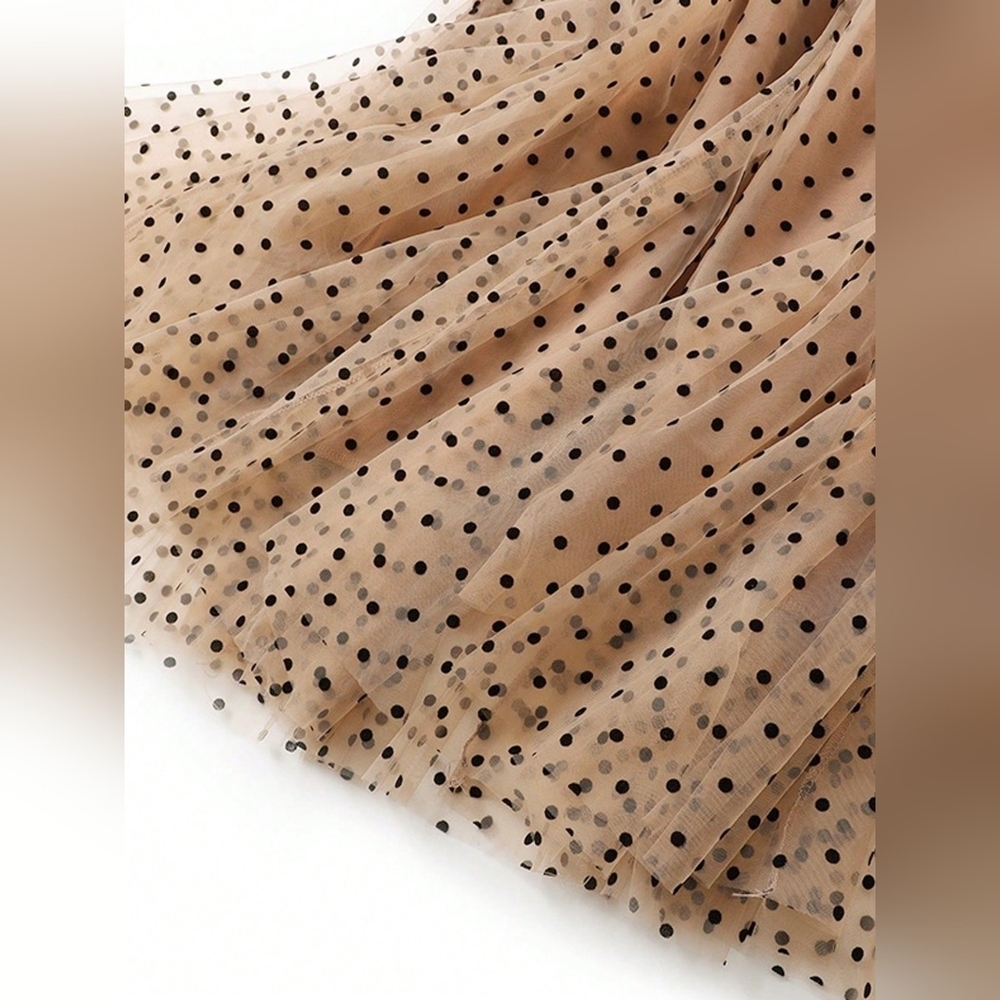 Polka Dot Mesh Overlay Skirt - Picture 3 of 3